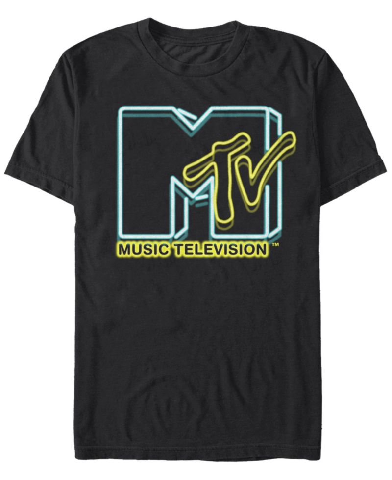 MTV Men's Neon Lights Logo Short Sleeve T-Shirt
