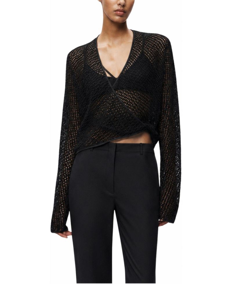Women's Wrap Mesh Blouse