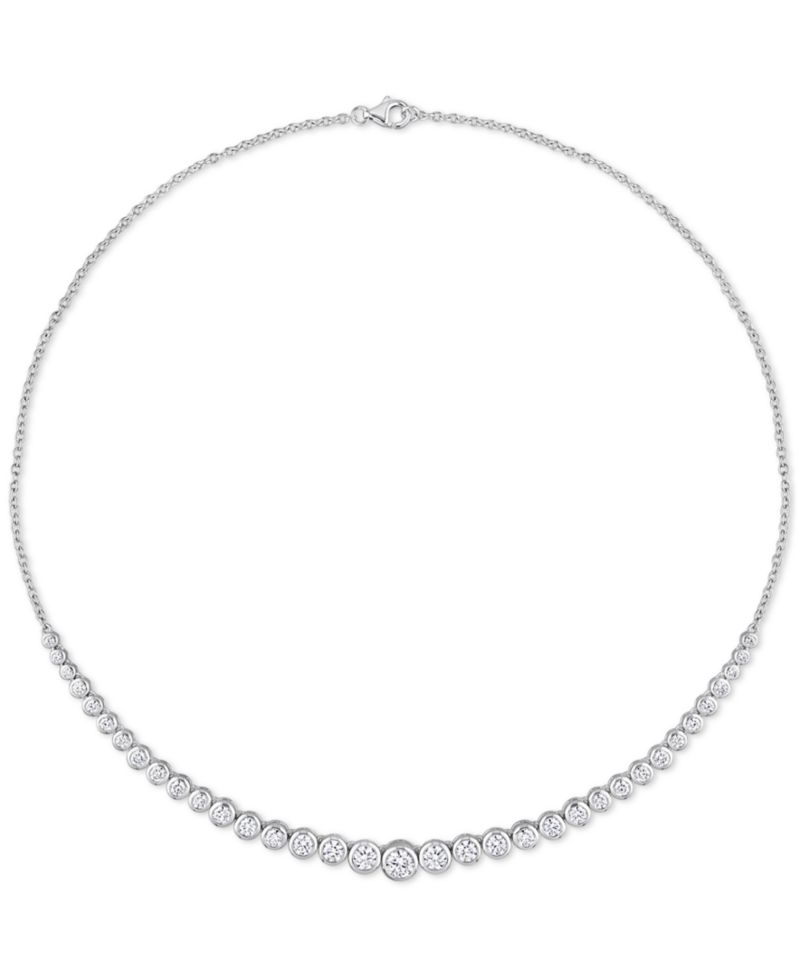 Moissanite Graduated Bezel 17" Tennis Necklace (4-5/8 ct. t.w.) in Sterling Silver