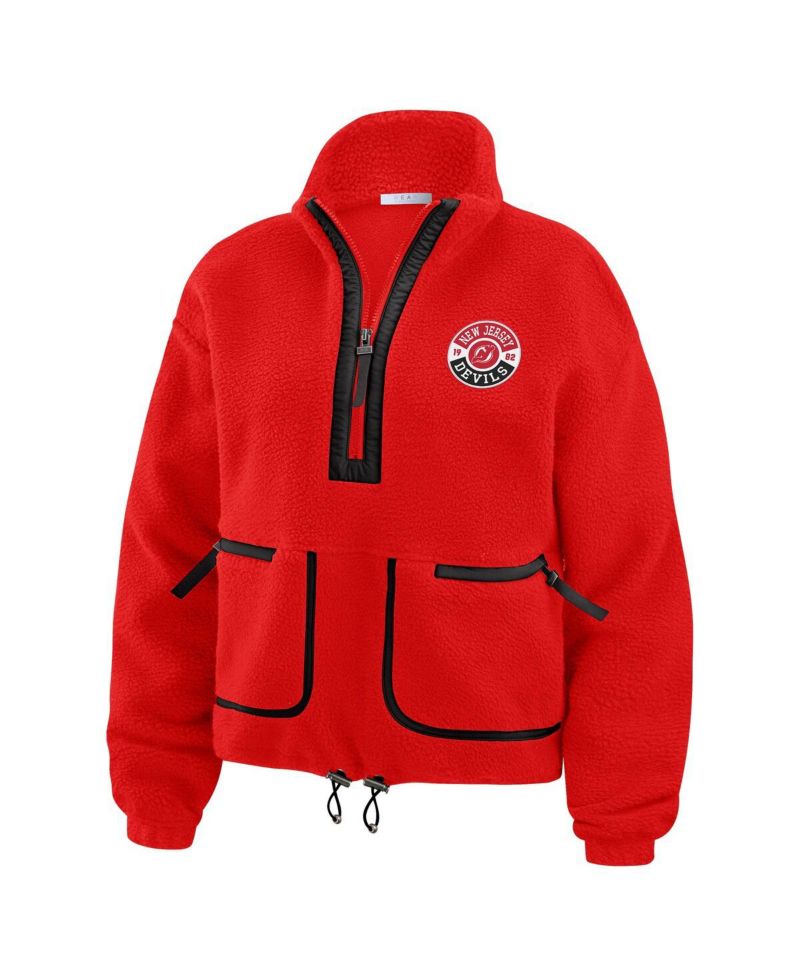Women's Red New Jersey Devils Polar Fleece Half-Zip Jacket