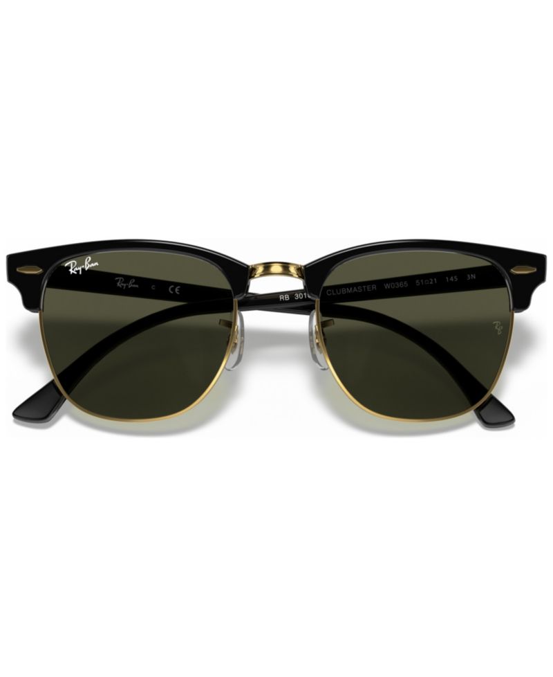 Unisex Low Bridge Fit Sunglasses, RB3016F CLUBMASTER CLASSIC 55