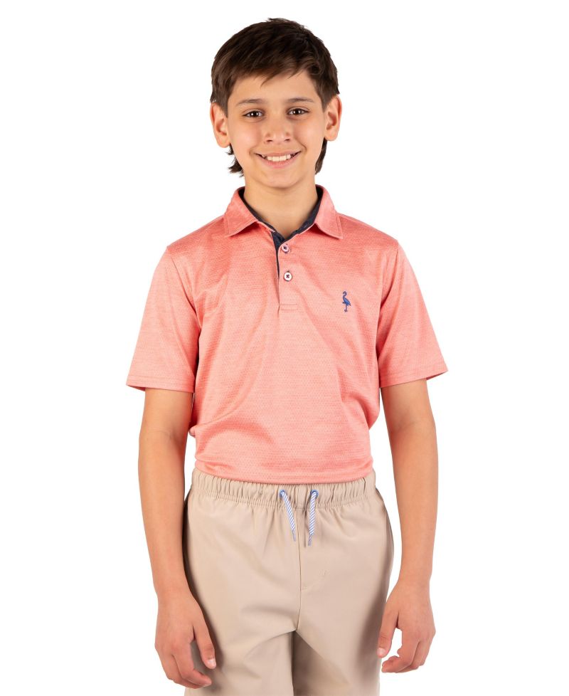 Boys Melange Mesh Performance Polo