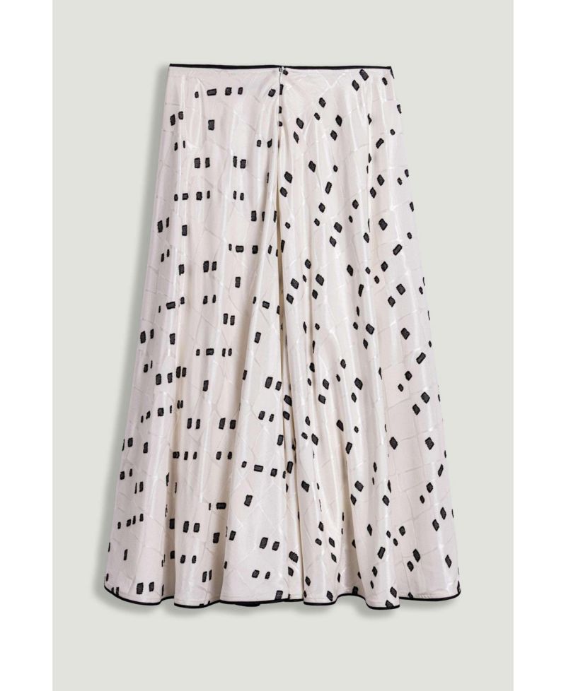 Women's High-Rise Midi Skirt with Print Details