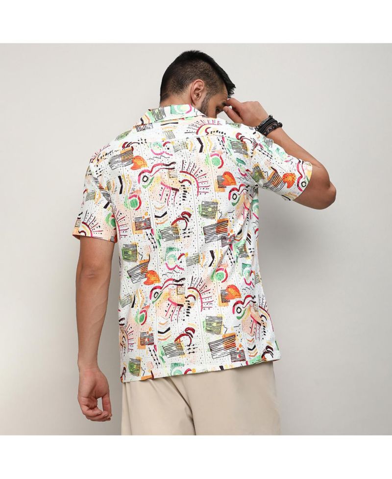 Men's Multicolour Mesh Graphic Shirt
