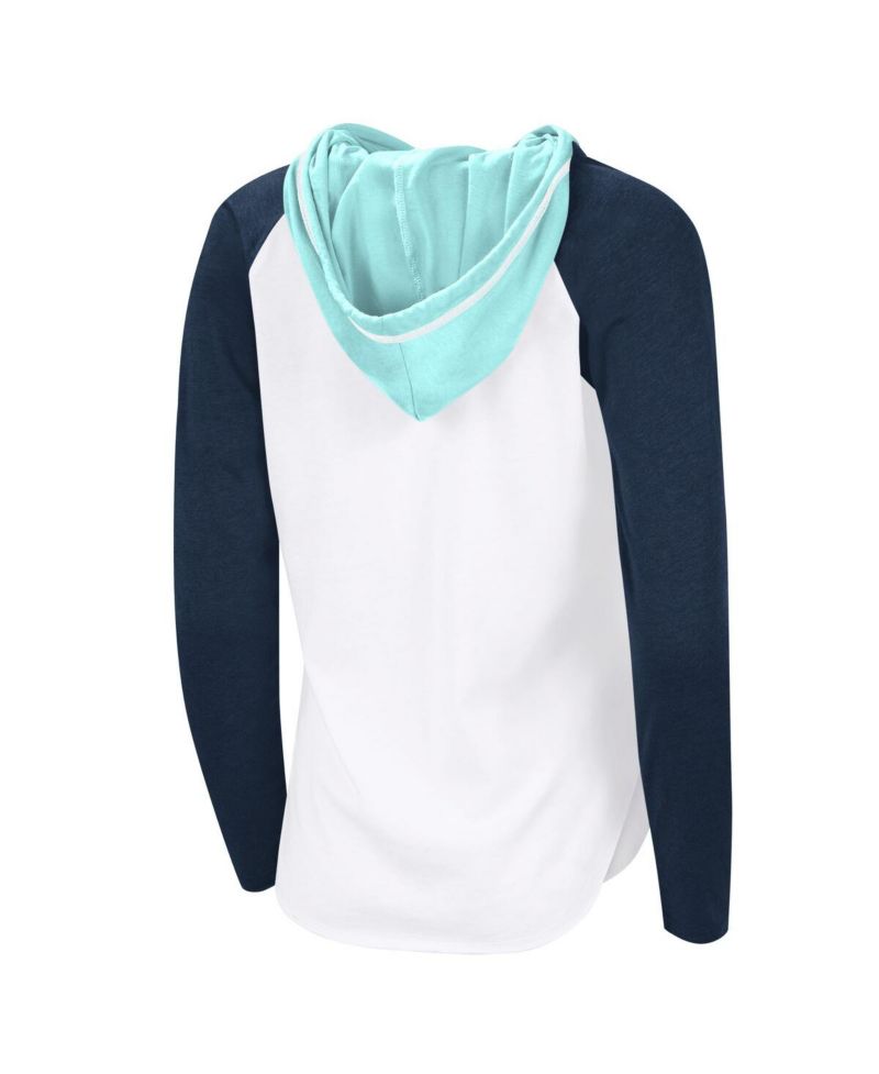 Women's White Seattle Kraken VIP Raglan Long Sleeve Hoodie T-Shirt
