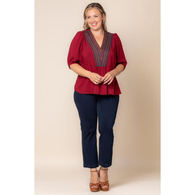 Plus Size Tacoma Trim Neckline Women's Top