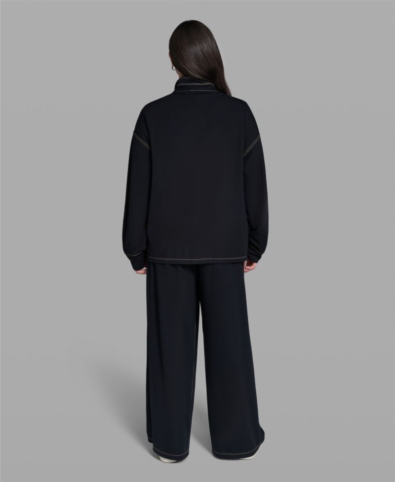 Plus Size High-Waist Knit Flared Drawstring Pants