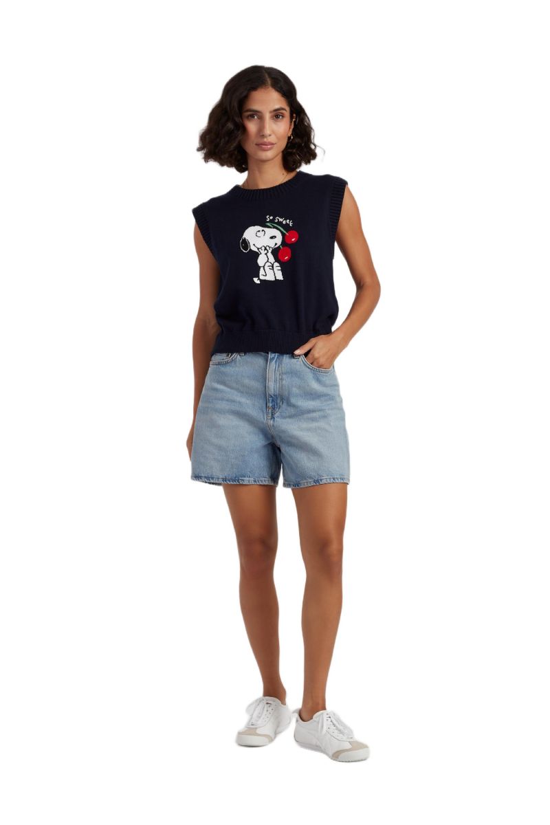 Women's Chinti and Parker Cotton Snoopy Cherry Tank