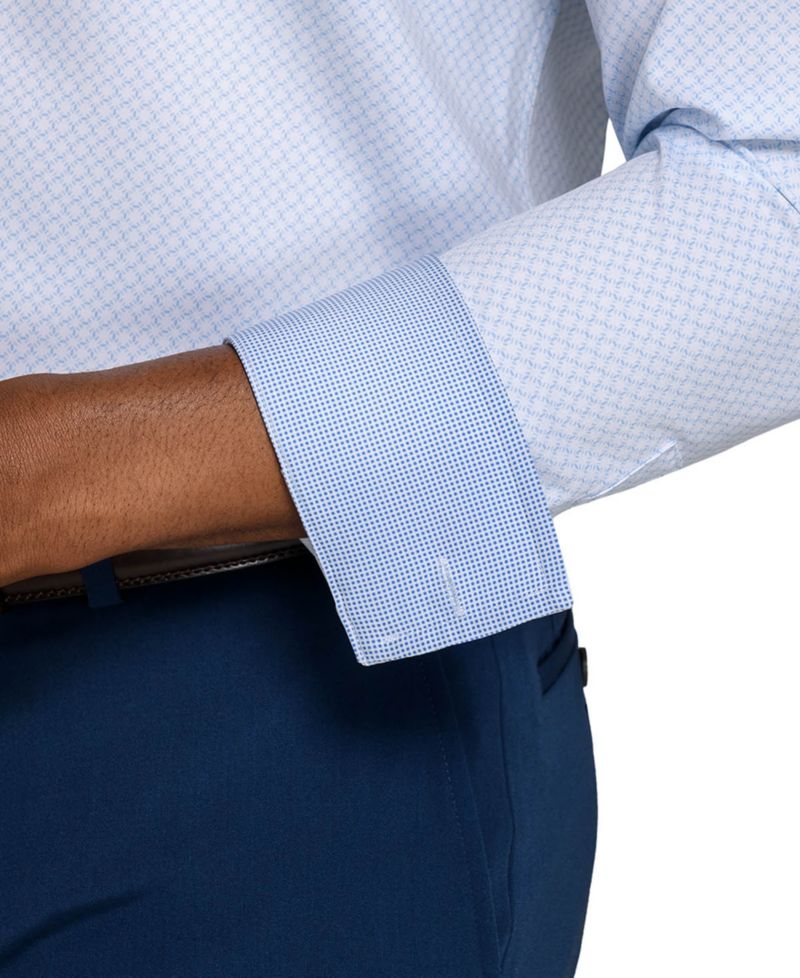 Men's Spread Collar Slim-Fit Performance Stretch Comfort Dress Shirt