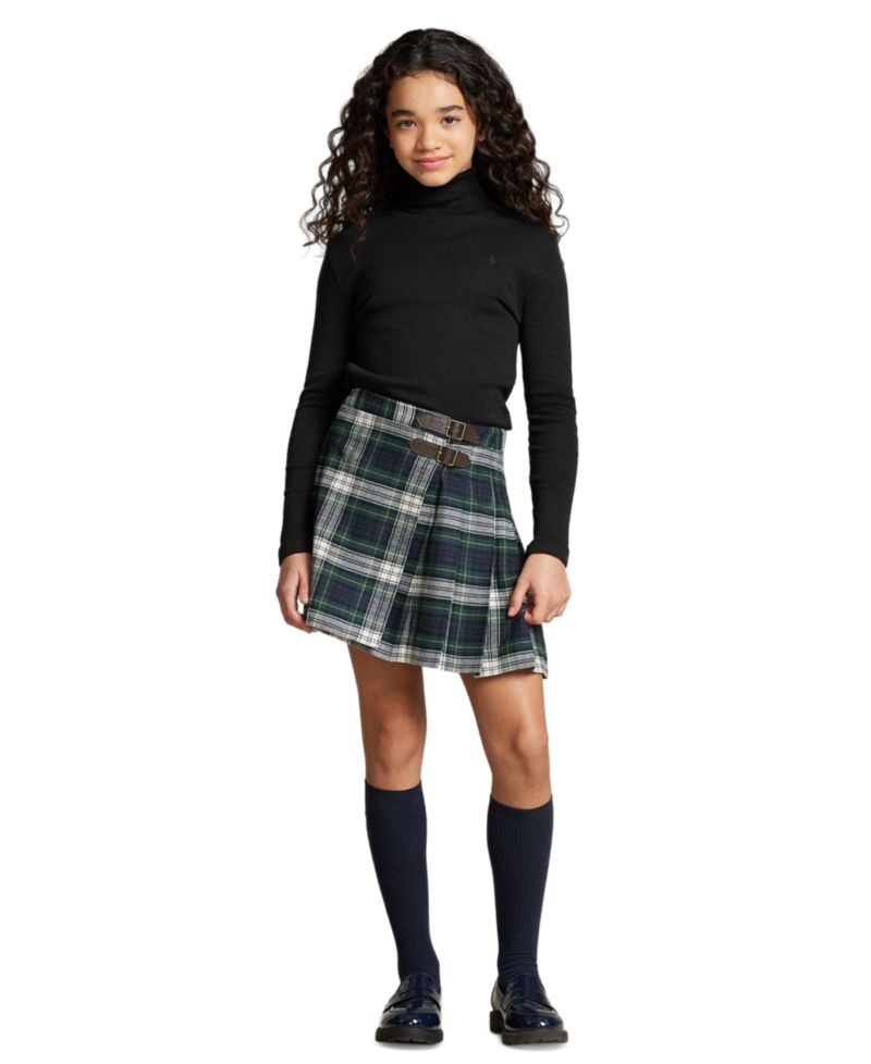 Girls' 4-16 Long-Sleeve Ribbed Cotton-Blend Turtleneck