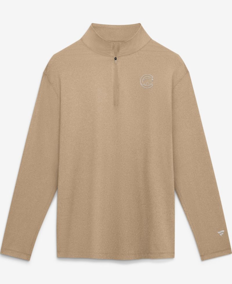 Men's Khaki Chicago Cubs Clutch Quarter-Zip Pullover Sweatshirt
