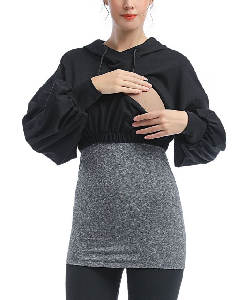 Maternity Active Nursing Hoodie with Removable belly band