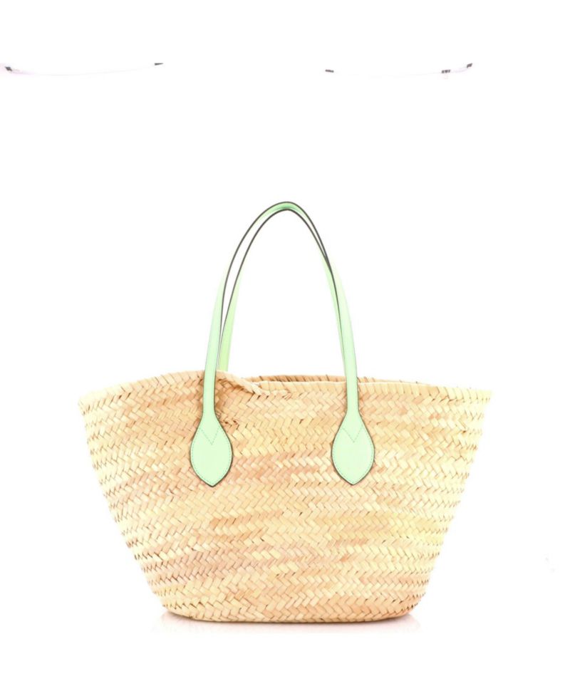 Small Logo Open Tote Woven Raffia