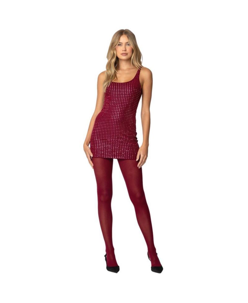 Women's Rhinestone Mesh Mini Dress
