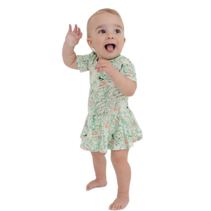 Baby Girls Sage Blossom Bamboo Twirl Dress with Bodysuit