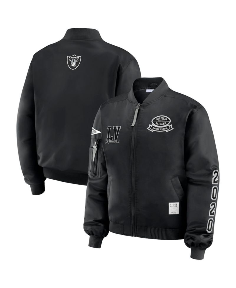 Women's Black Las Vegas Raiders Patch Full-Zip Bomber Jacket