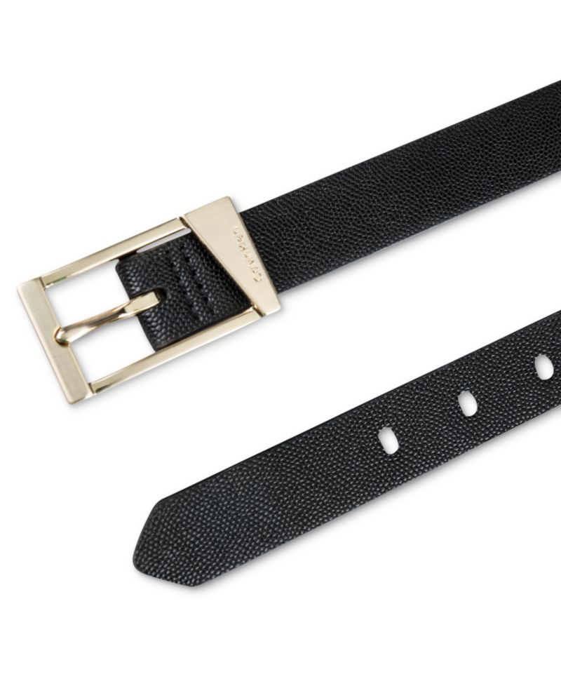 Skinny Geometric Center Bar Buckle Dress Belt