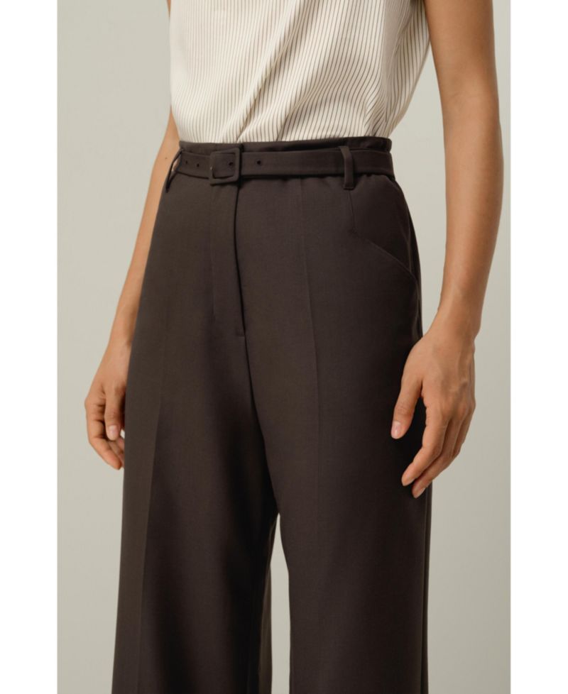 Women's Silk Wool High-Waisted Wide-Leg Pant