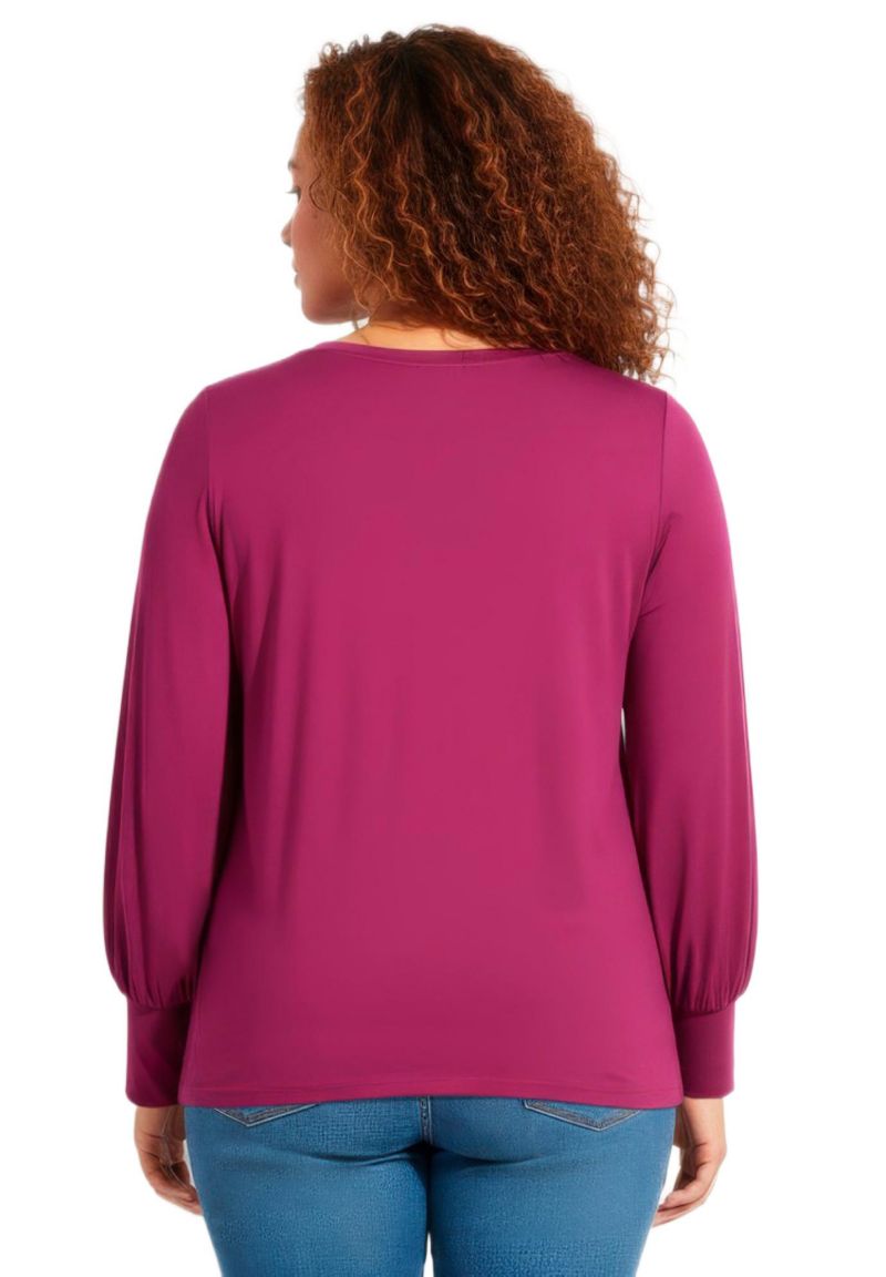 Plus Size Scoop Neck Knot Hem Women's Top