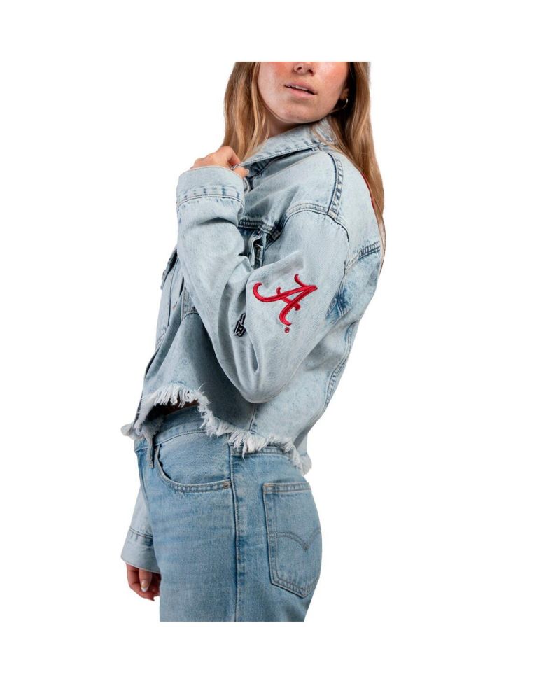 Women's Denim Alabama Crimson Tide Lightwash Full-Button Jean Jacket