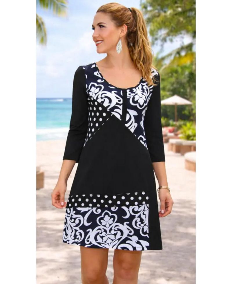 Women's Damask Print Knit Dress