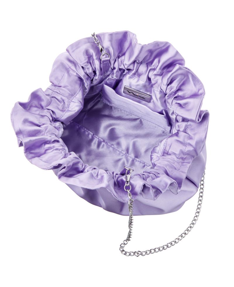 Satin Gathered Crossbody Pouch Bag