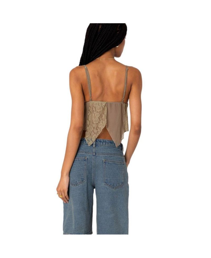 Women's Patchwork Lacey Mesh Top