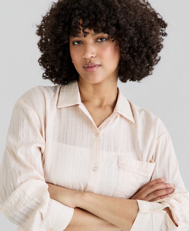 Women's Oversized Lounge Satin Shirt