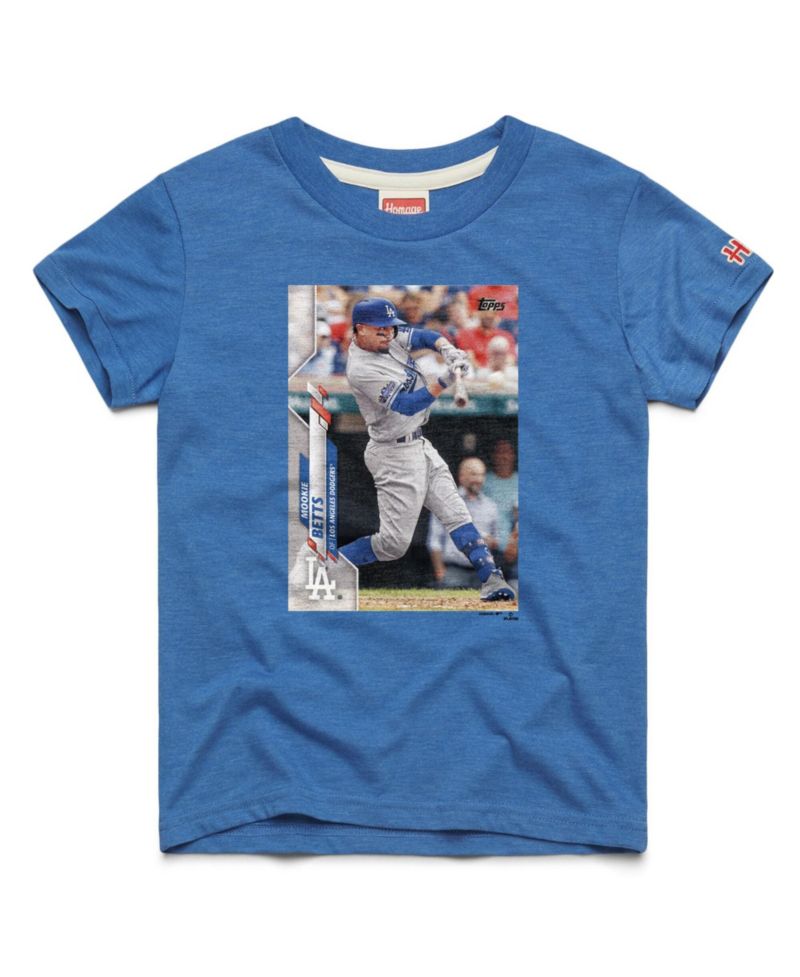 Big Boys and Girls Mookie Betts Royal Los Angeles Dodgers Topps Baseball Card Tri-Blend T-Shirt