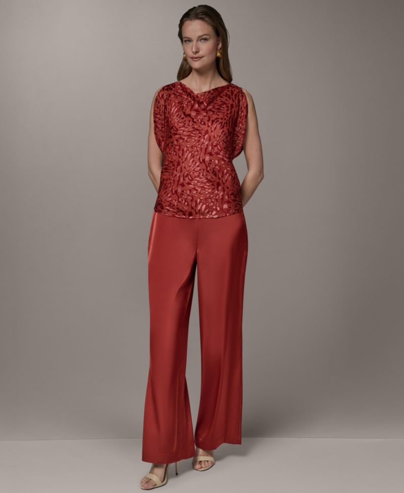 Petite Printed Cowl Neck Top