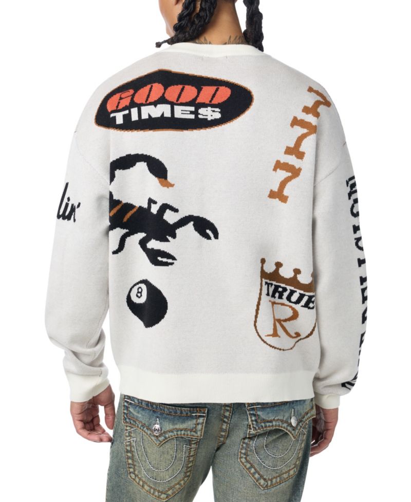 Men's Multi-Logo Jacquard Knit Sweater