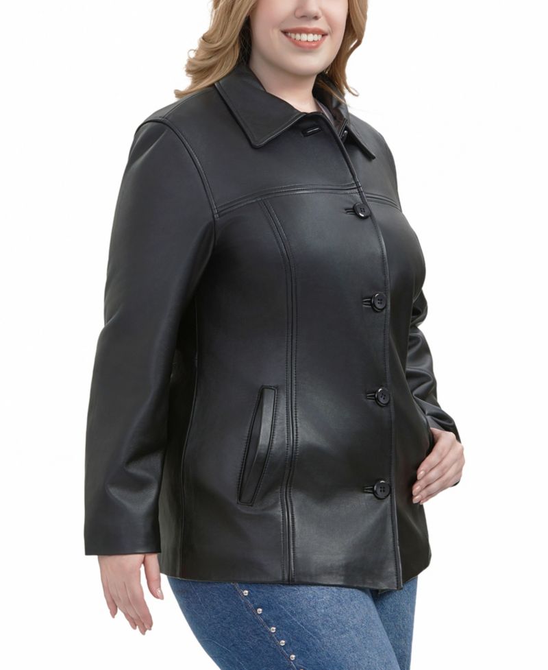 Plus Size Evie Leather Car Coat