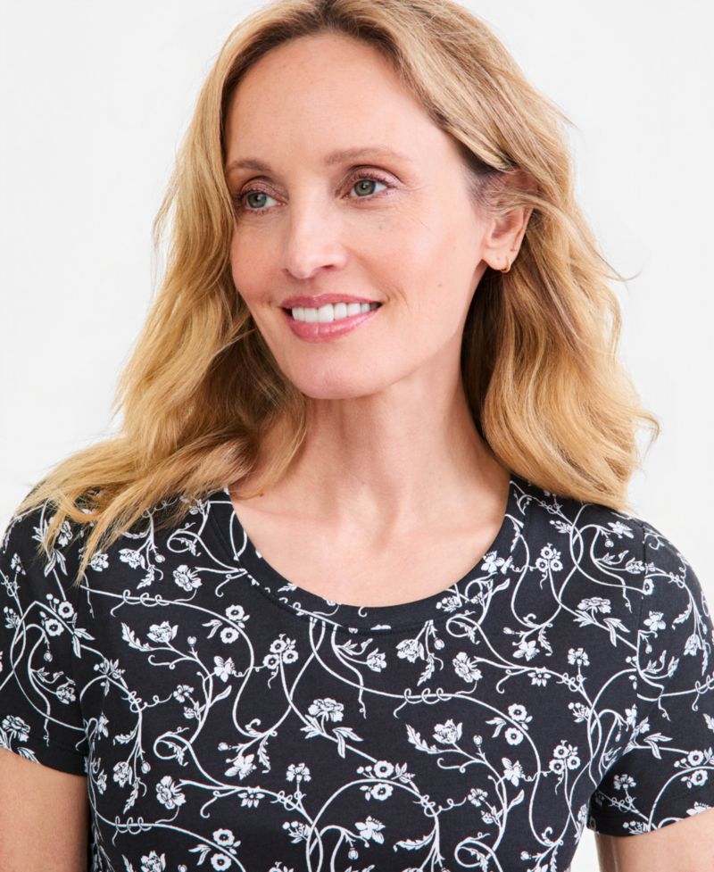 Petite Printed Short-Sleeve Crewneck Tee