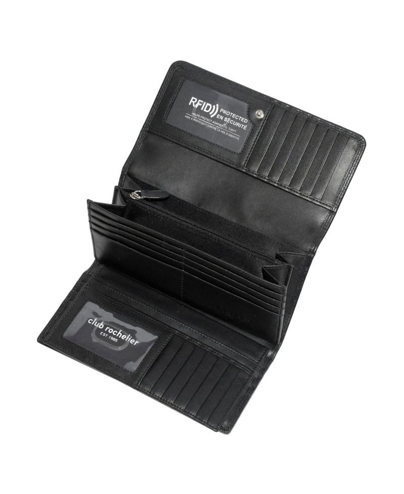 Ladies Leather Clutch Wallet with Checkbook and Gusset