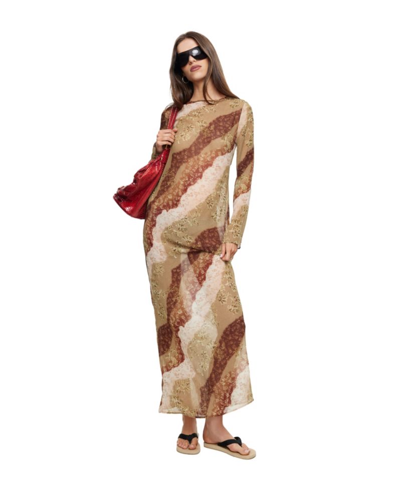 Women's Pacific Long-Sleeve Tie-Back Maxi Dress