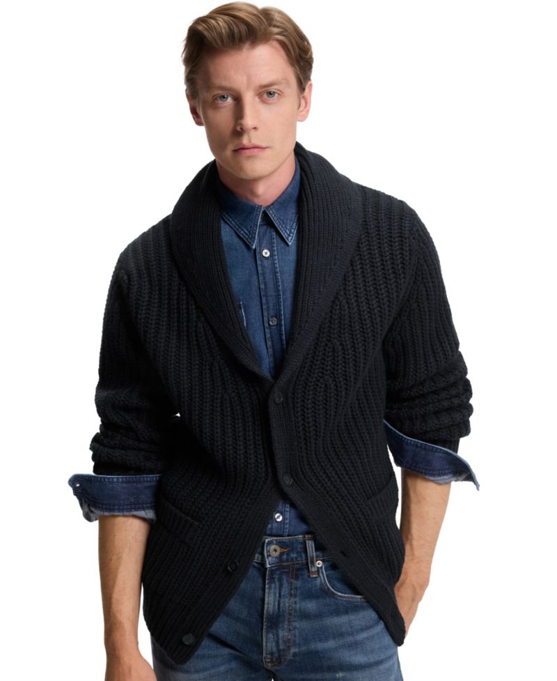 BECKHAM x BOSS Men's Wool Cashmere Relaxed-Fit Cardigan