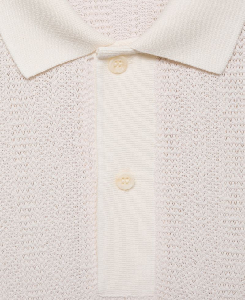 Men's Openwork Knitted Cotton Polo Shirt