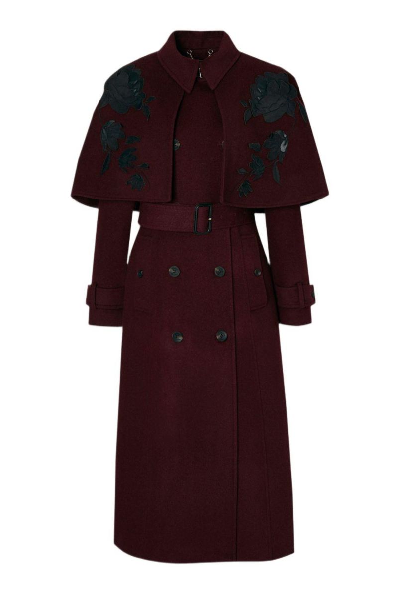 Women's Tailored Funnel-Neck Cape Midi Coat