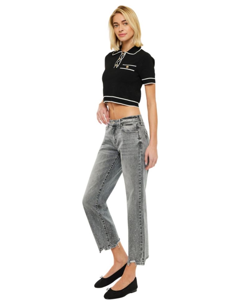 Women's Chai Mid-Rise Cropped Straight Jeans