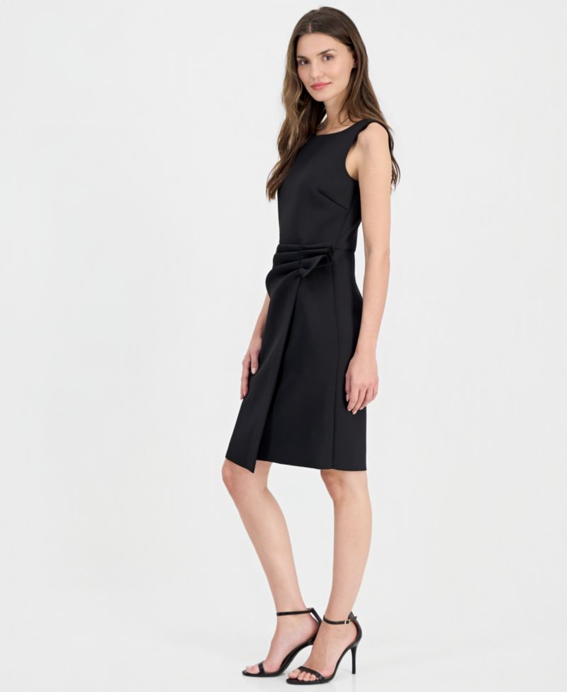 Women's Sleeveless Overlay Scuba Sheath Dress