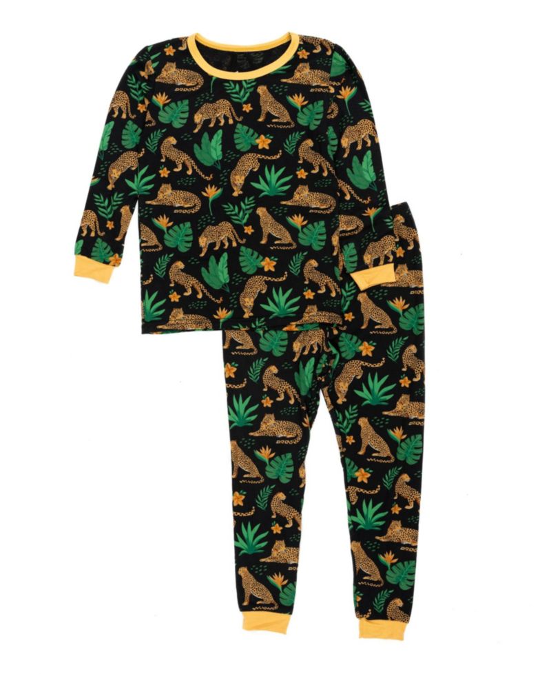 Kids Matching Family Two-Piece Cooling Bamboo Viscose Long Sleeve Pajamas - Nature and Wildlife Print (6-14)