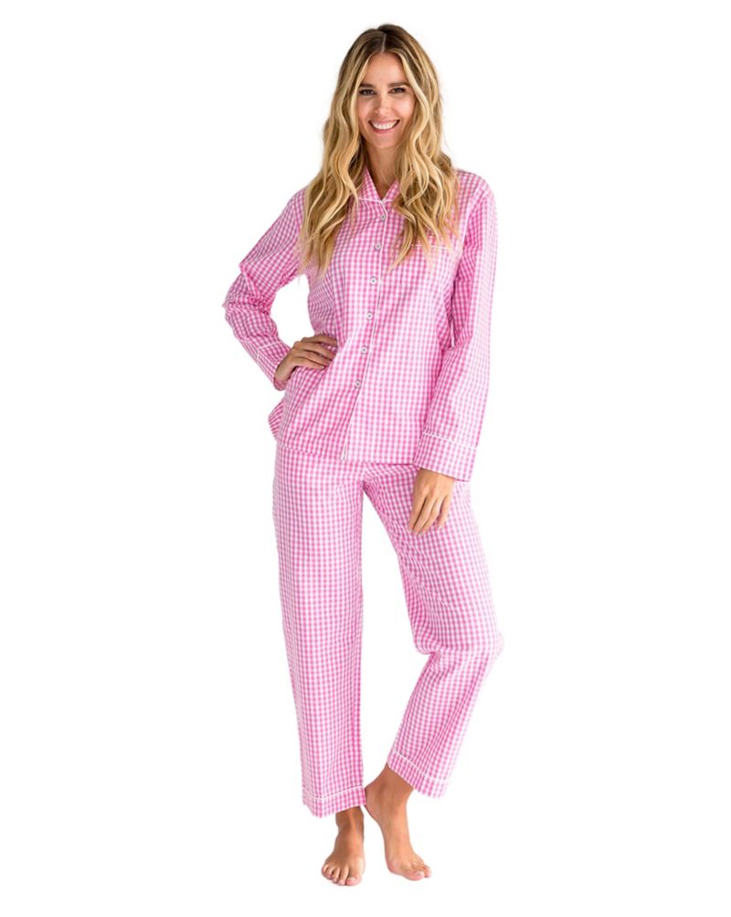 Women's Organic Cotton Poplin Button Down Long Sleeve Pajama Set