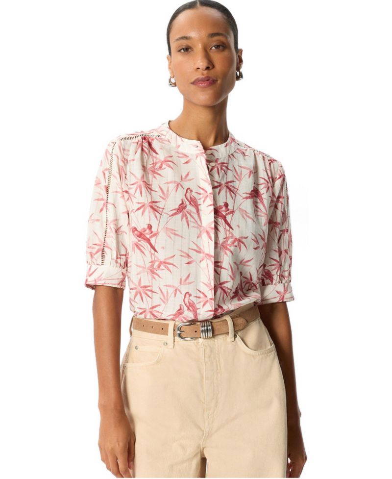 Women's Tropical Bird Textured Shirt