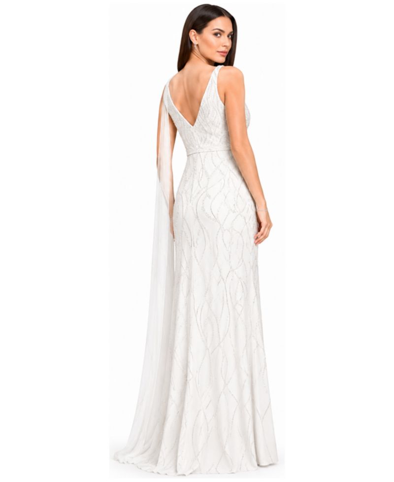 Women's Beaded Wedding Gown with Cape
