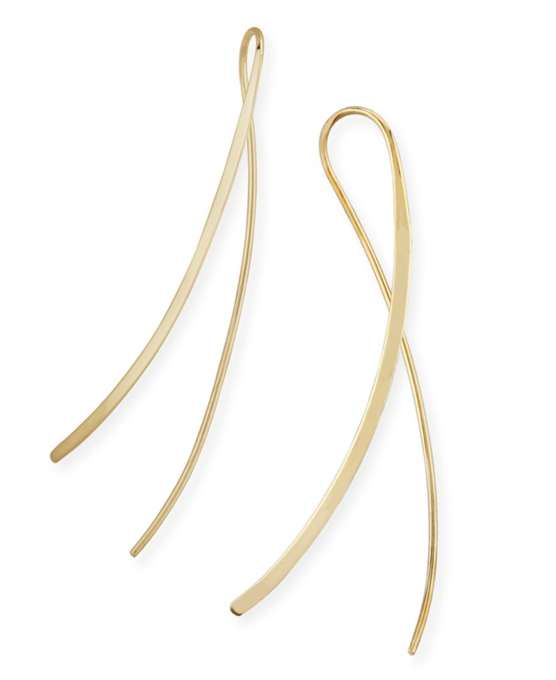 Cross Over Wire Sweep Earrings Set in 14k White, Yellow or Rose Gold