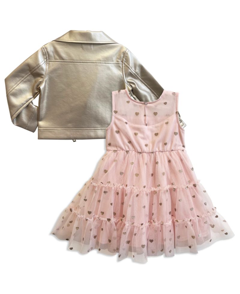 Girls' 2T-6X Biker Jacket and Sleeveless Dress, 2-Piece Set
