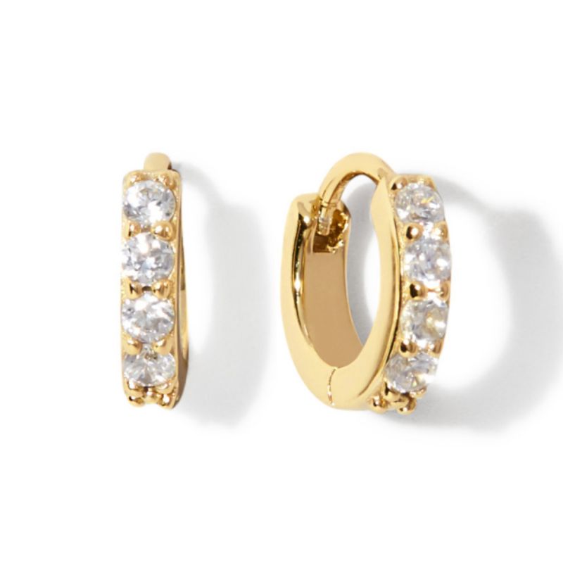 Suzanne Pav&eacute; Cubic Zirconia Huggie Hoop Earrings