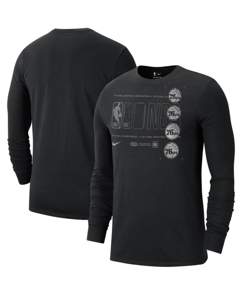 Men's Black Philadelphia 76ers Courtside Chrome Long Sleeve T-shirt