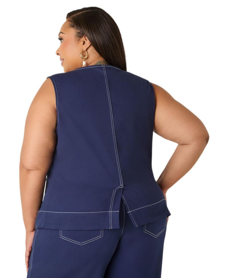 Plus Size Tailored Twill Boyfriend Vest
