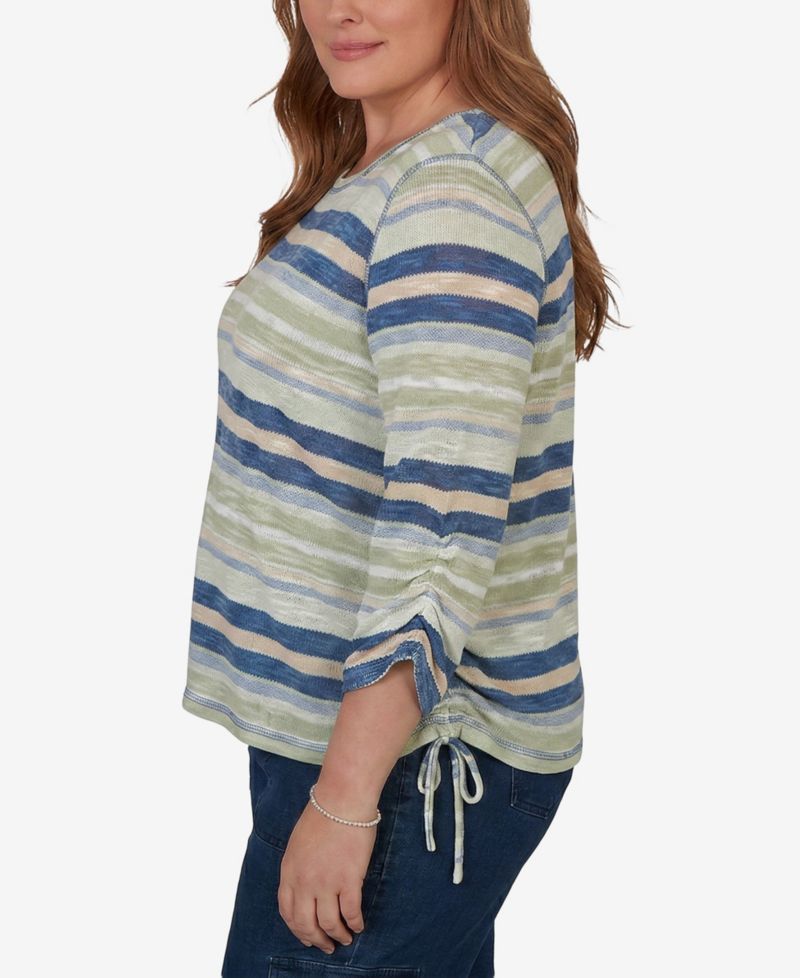 Plus Size Spliced Multi Stripe Knit Top